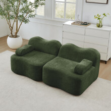 2-Sitzer Modulares Boneless Sofa, Wellenform, tiefe Sitzkissen, bewegliches Armlehnenkissen, für Wohnzimmer & Apartment, kein Aufbau er