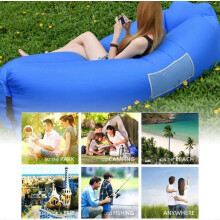 Opblaasbare hangmat, draagbaar bed met kussen voor kamperen en strand.
