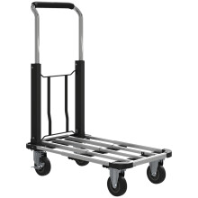 Faltbarer Handwagen, 150 kg Belastbarkeit, erweiterbare Fläche, höhenverstellbarer Griff, für Kisten, Metall, Schwarz