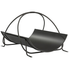 Kaminholzregal für innen 51 x 38 x 33cm geometrische Brennholzregal mit Griff aus Metall, Schwarz