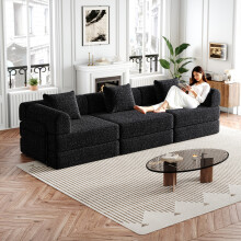 [Patented Design]Chenille-Schlafsofa 2-in-1 mit Staufach in der Armlehne, drei Metallrahmen und mehreren Konfigurationsmöglichkeiten