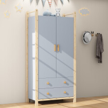 2-türiger Kleiderschrank, Kleiderschrank mit Kleiderstange, 2 Schubladen, für Schlafzimmer, Wohnzimmer, Flurgarderobe geeignet, aus Spa