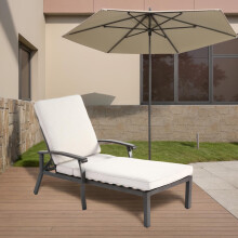 Lounge Patio Stuhl mit Baumwolle Kissen, verstellbares liegendes rostfestes Aluminium Poolside Chaise Lounge Möbel, Wasserdichtes Beige