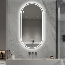 60*120cm Frameless Oval Wall-Mounted Smart Mirror, Anti-Fog Touch Screen Bathroom Mirror