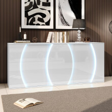 150 x 40 x 70 cm, Wohnzimmer-Sideboard,Hochglänzender Wohnzimmerschrank mit drei Türen,Aufbewahrungsschränke mit LED-Türen,Design-Schra