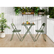 Outdoor 3-Piece Foldable Bistro Set, E coating Folding Outdoor Patio Furniture Sets, 2 Chairs and 1 Table, Weather-Resistant Outdoor/In