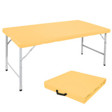 125cm Portable Heavy Duty Folding Table with Handle, Adjustable Height Foldable Table, Multi-Functional Fold up Table for Camping Picni
