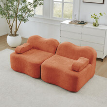 2-Sitzer Modulares Boneless Sofa, Wellenform, tiefe Sitzkissen, bewegliches Armlehnenkissen, für Wohnzimmer & Apartment, kein Aufbau er