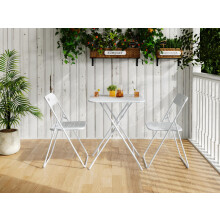Outdoor 3-Piece Foldable Bistro Set, E coating Folding Outdoor Patio Furniture Sets, 2 Chairs and 1 Table, Weather-Resistant Outdoor/In