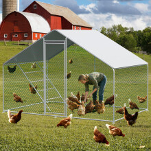 Freilaufgehege Hühnerstall 3x2x2m mit Sicherheitsschloss und Wasserdichtes PE-Tuch, Freilaufgehege aus Metall für Hühner, Kaninchen und