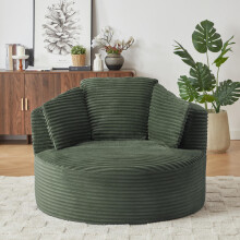 Überdimensionierter runder Cord-Liegesessel, moderner Cloud-Sessel mit tiefer Sitzfläche für Wohnzimmer und Schlafzimmer