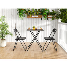 Outdoor 3-Piece Foldable Bistro Set, E coating Folding Outdoor Patio Furniture Sets, 2 Chairs and 1 Table, Weather-Resistant Outdoor/In