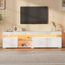 180 x 35 x 45 cm großer TV-Schrank, lowboard, Hochglanz-TV-cabinet mit 3 Türen, verstellbaren Einlegeböden aus gehärtetem Glas, geeigne