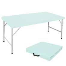 125cm Portable Heavy Duty Folding Table with Handle, Adjustable Height Foldable Table, Multi-Functional Fold up Table for Camping Picni