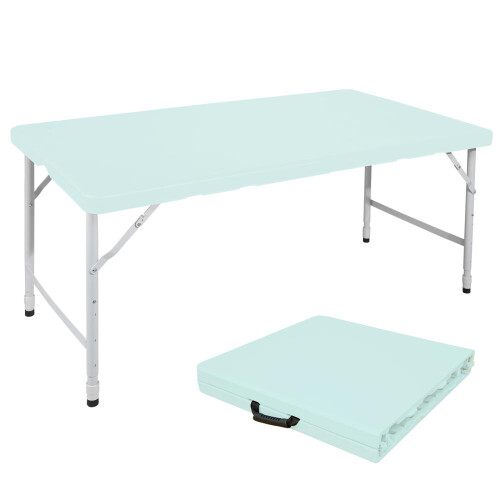 125cm Portable Heavy Duty Folding Table with Handle, Adjustable Height Foldable Table, Multi-Functional Fold up Table for Camping Picni