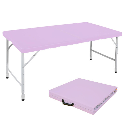 125cm Portable Heavy Duty Folding Table with Handle, Adjustable Height Foldable Table, Multi-Functional Fold up Table for Camping Picni