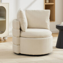 029 Drehsessel Sessel 360 drehbarer Akzentsessel mit verstecktem Stauraum und prallem Rückenkissen, moderner Sofa-Wohnzimmersessel fü