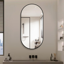 60120 cm Arch Wall Mirror with Black Aluminum Frame – HD Copper-Free Silver Mirror, Modern Bathroom Mirror / Vanity Mirror / Entrywa