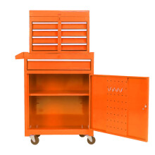 5 Schubladen Aufbaukasten, Mit Rollen Und Rollmöglichkeiten, Abnehmbare Oberen Und Verstellbare Regale, Garage -Werkzeugkasten (Orange)