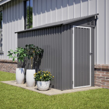 4'x8' Metall-Gartenschuppen, Anbau-Schuppen mit abschließbarer Tür und 2 Lüftungsöffnungen, Werkzeugaufbewahrung für Hinterhof & Terras