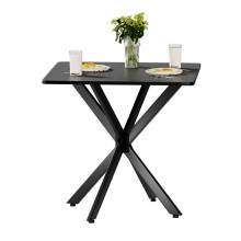 Moderner Quadratischer Beistelltisch, Elegantes Matt Schwarz mit X-Gestell, Stabile Metallkonstruktion, Ideal für Wohnzimmer Home-Offic