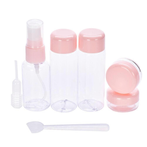 Travel Bottle Plastic Lotion Bottle for Storage 7Pcs Pink Set 1