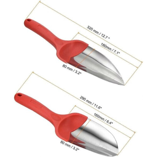 Gartenspaten 2 in 1 silber-rotes Set 1