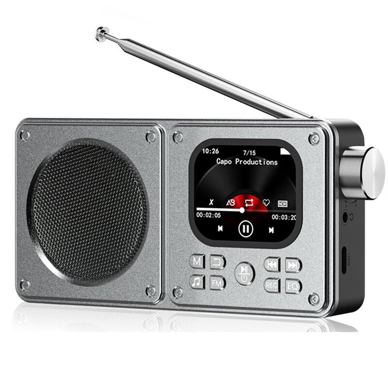 Portable FM Radio Alarm Clock Radios Recorder 2inch IPS Screen MP3 ...