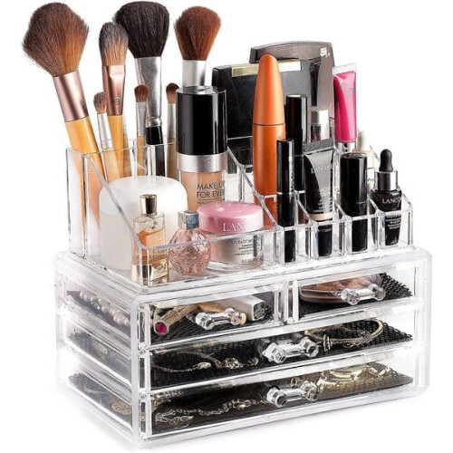 Transparante make-up organizer van acryl, stapelbaar, PHRL2701 2