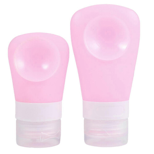 Multifunctional Shower Gel Bottles Refillable Lotion Containers Set 2Pcs Pink 1