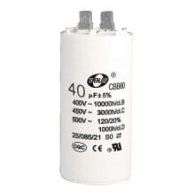 Condensateur 40 µF 450 V CA à double fiche 50/60 Hz, cylindrique 94 x 45 mm