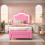 Single Bed Frame, 3FT 90x190cm, PU, Pink 3