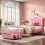 Single Bed Frame, 3FT 90x190cm, PU, Pink 1