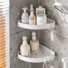 Étagère d'angle de douche Amxcnoy, étagère d'angle de douche avec 4 crochets
