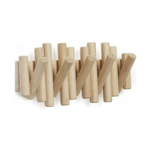 Patère murale Amxcnoy à 5 crochets, bois naturel, 37,1 x 16