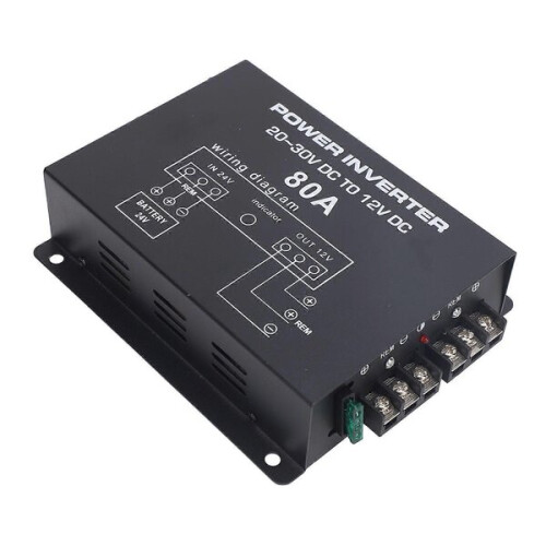 Μετατροπέας 24 V σε 12 V 80 A με έλεγχο θερμοκρασίας για αυτοκίνητα, φορτηγά