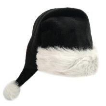 75 cm langer schwarzer Plüsch-Weihnachtshut für Erwachsene, Weihnachtskostüm