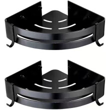 Amxcnoy schwarz - 2-teiliges Eckduschregal-Set ohne Bohren für Badezimmer