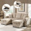 Multifunktionale Ecksofa U-Form-Dreisitzer Polster-Sofa mit Staufunktion – Inklusive Schubladen + Hocker mit Staufach, modular zerlegb 5