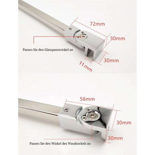 40 cm fixed pull lever for frameless glass shower doors, stainless steel 1