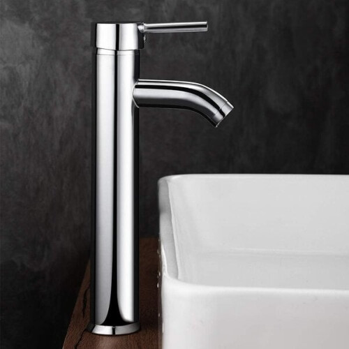 Robinet de salle de bain, bec haut, chromé 1