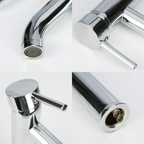 Robinet de salle de bain, bec haut, chromé 2