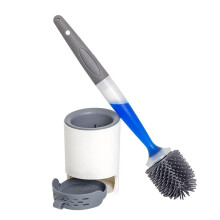 ToilettenbüRste, NachfüLlbarer Griff Spendet Gel-Toilettenreiniger, BelüFteter Halter für die SanitäRe Aufbewahrung - ToilettenbüRste