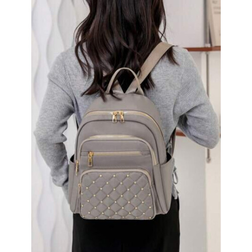 Klassischer Damenrucksack, Grau, Polyurethan/Polyester/Nylon 2