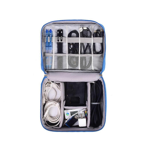 Travel Pouch for Cable Multi-Function Data Cable Storage Bag Sky-Blue 1
