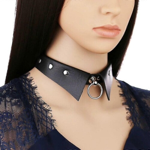 Dames leren halsband van zinklegering PHRL25816 2