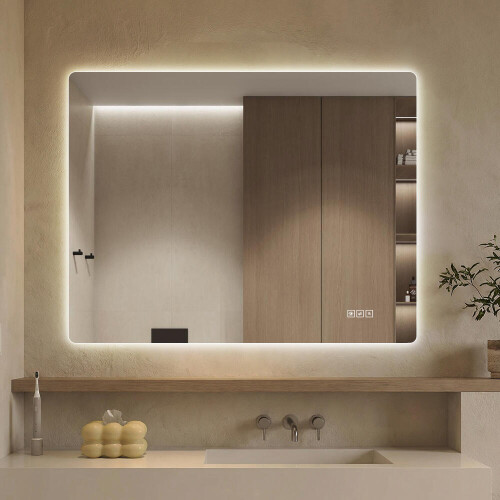 LED Bathroom Mirror 7090cm – Frameless Backlit Wall Mirror, Dimmable with Touch Control, 3 Color Temperatures (3000K/4000K/6000K), A 1