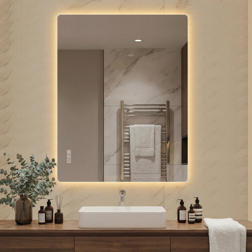 LED Bathroom Mirror 7090cm – Frameless Backlit Wall Mirror, Dimmable with Touch Control, 3 Color Temperatures (3000K/4000K/6000K), A 2