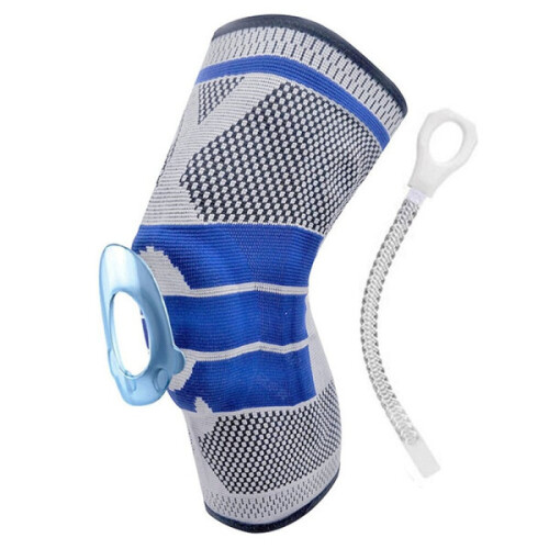 Ginocchiera elastica/stabilizzatore con cuscinetto in silicone e molla