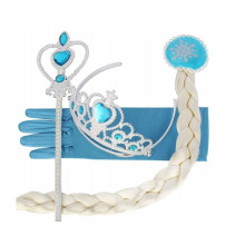 Elsas Accessoire-Set – Krone, Handschuhe, Haarnadel, Stirnband und